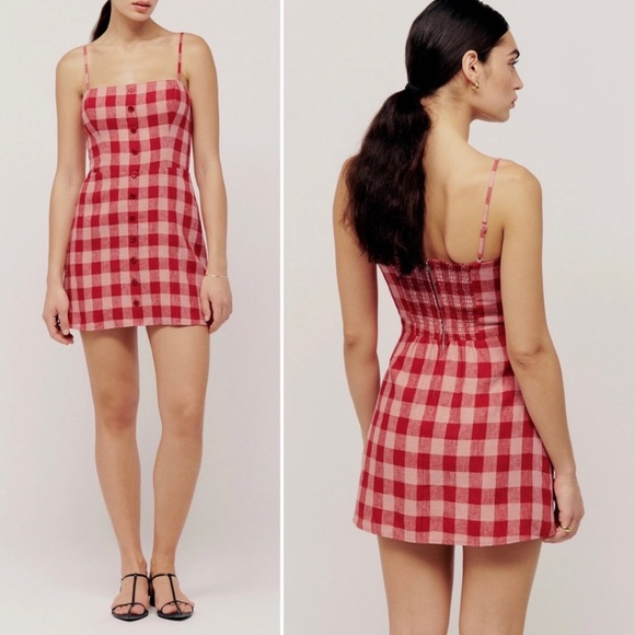 Reformation Dresses & Skirts - Reformation Huckleberry Linen Dress Concha Check